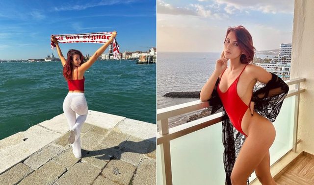 FOTOT e nxehta  Modelja italiane e industrisë pornografike zhvishet në mes të stadiumit në Tiranës